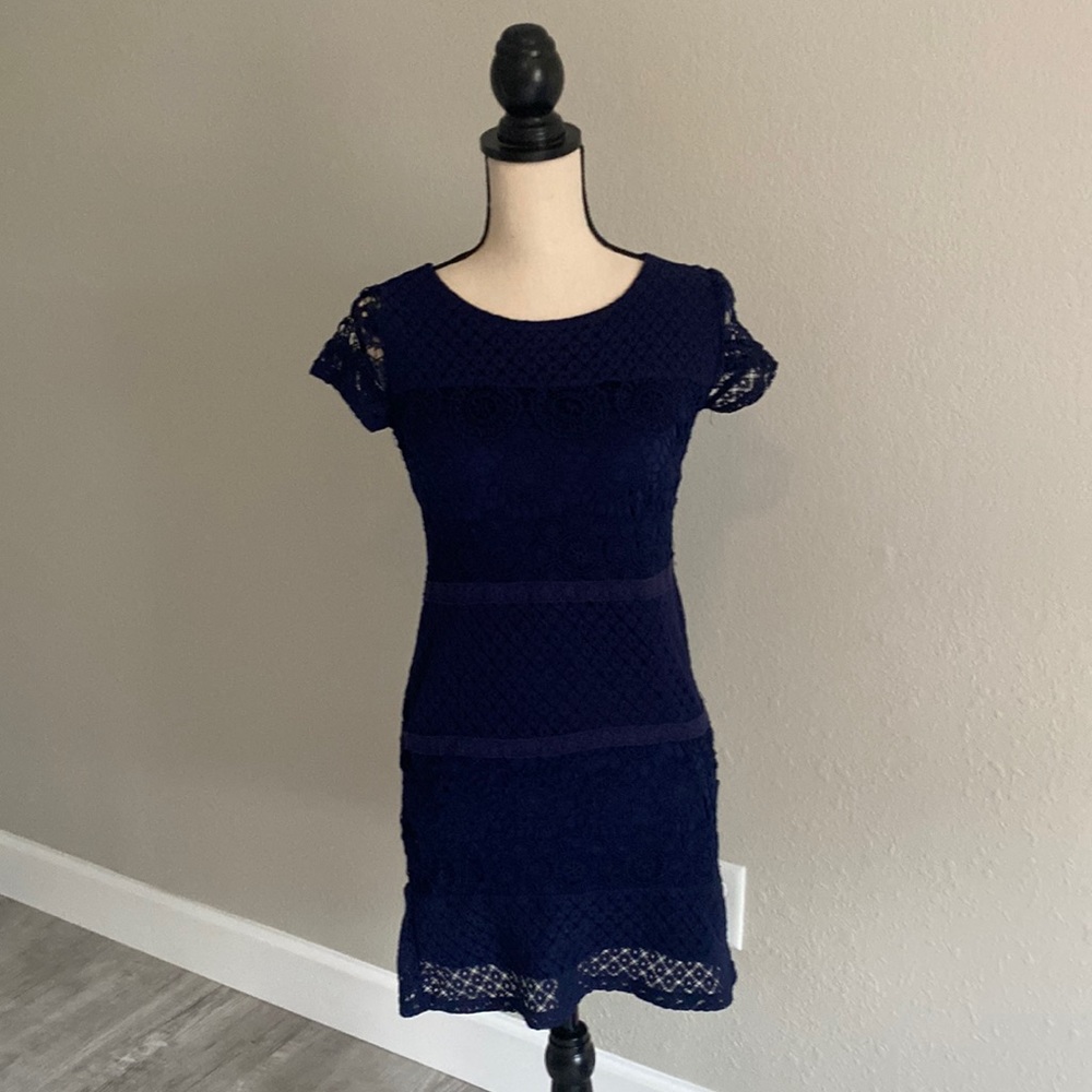 Royal/navy blue lace bodycon mini dress